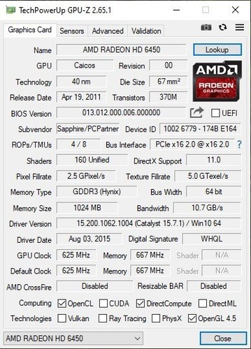 Sapphire AMD Radeon HD 6450 - 1GB GDDR3 VRAM GPU Video Card - Picture 4 of 4