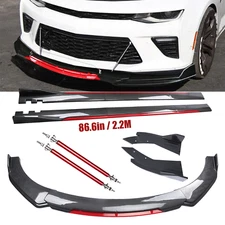 Front Bumper Lip Spoiler Side Skirt For Chevrolet Chevy 2 Layer Carbon Fiber
