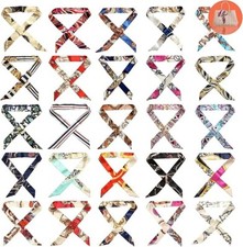 Women 25 Pack Plain Skinny Scarf Neckchief Handbag Hair Band Wrap Ribbon D...