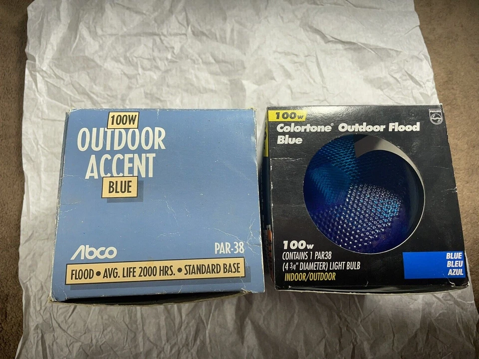 2 lights- Philips/Abco Colortone Blue 100W Par 38 Flood  Bulb Indoor/Outdoor - Image 2 of 3