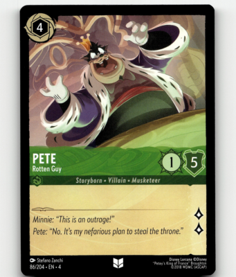 pete lorcana card - (Rotten Guy) - 86/204 - Uncommon (Foil) [SCRAM!] When you play this character Disney Lorcana Pete - Rotten