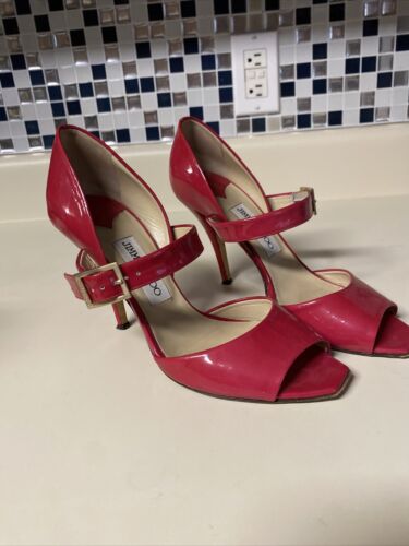 Jimmy Choo Fushia Pink Patent Leather D'Orsay Pumps Size 37.5