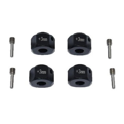 NEW GPM Alum Wheel Hex Adapters +3mm Black : SCX10 III Jeep Wrangler / Capra 1.9