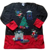 VTG NUTCRACKER CHRISTMAS ORNAMENT HOLIDAY CHIMNEY SWEATSHIRT MENS M EMBROIDERED