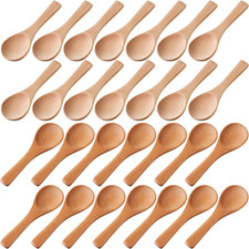 30 Pcs Small Wooden Spoons Mini Tasting Spoons for Spice Jars Coffee Tea Sugar