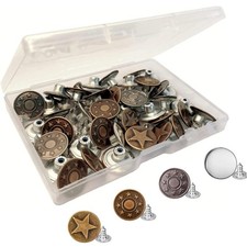 40Pcs 4 Sttyles Metal Jeans Button Tack Buttons Kit Repair For Sewing Pants