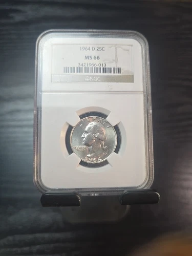 1964-D Washington Quarter CERTIFIED NGC MS 66 Silver 25c Repunched MintMark