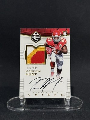 2017 Panini Limited Gold Kareem Hunt RPA RC Rookie 3-Color Patch AUTO /299