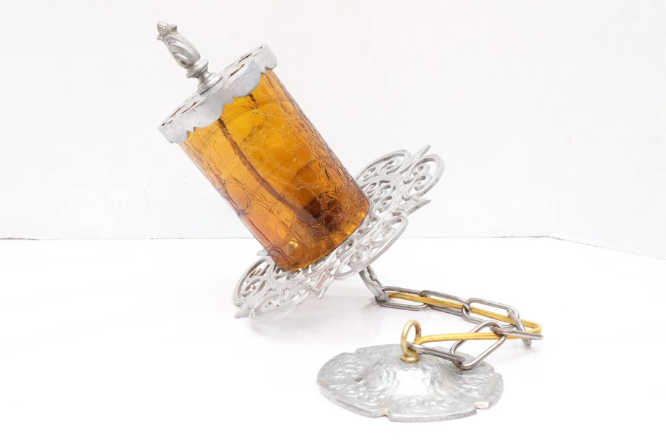 Lámpara colgante vintage Art DECO renacimiento español pedante lámpara ámbar- Foto 4 de 4