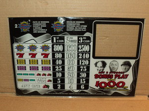 Three Stooges Slot Machine Glass Rare 3 Stooges 10-1/2" x 16-1/2"