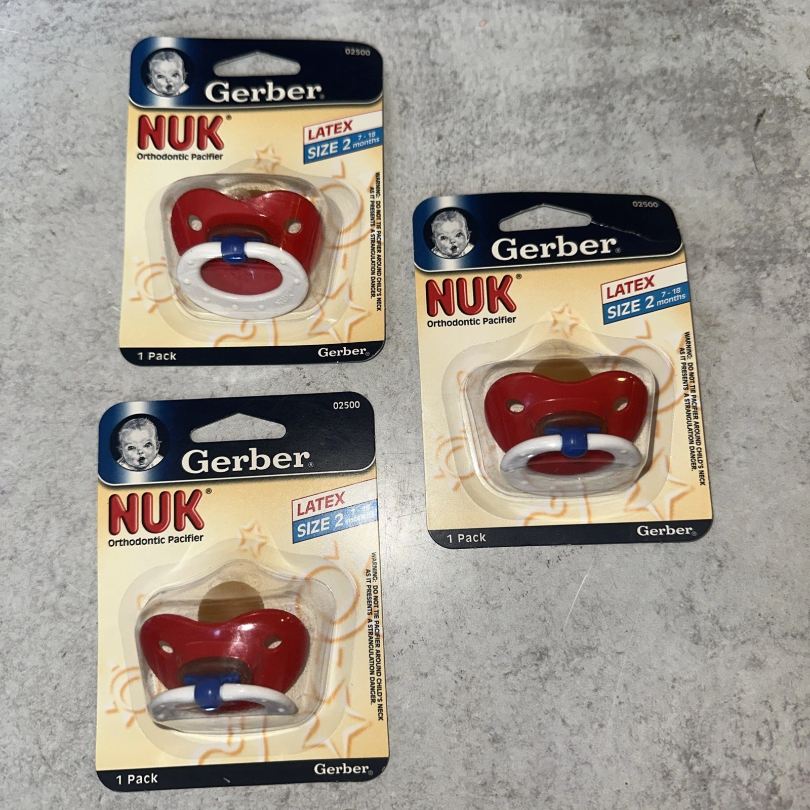 3 Set Gerber Original NUK Orthodontic PACIFIER Size 2 6-18 months Red
Opens in a new window or tab