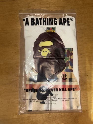 A Bathing Ape BAPE Men's White Ape Head Logo Graphic Tee Shirt Size S