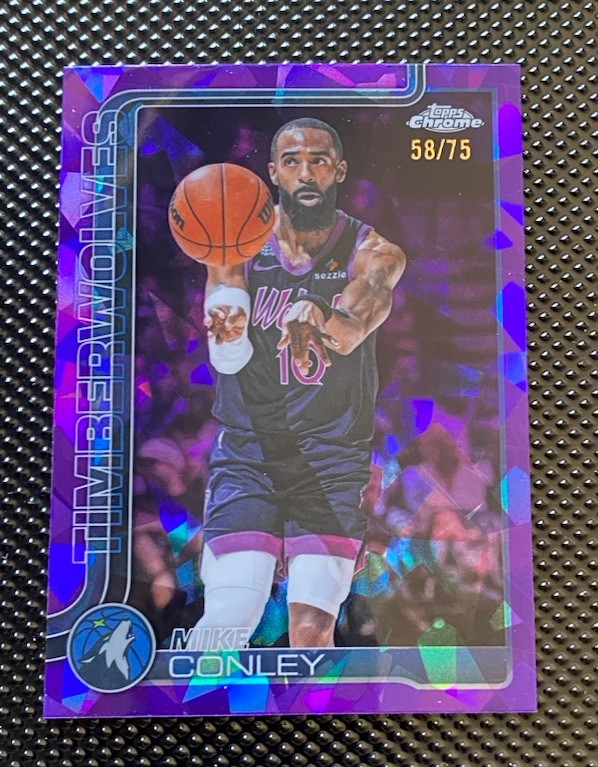 MIKE CONLEY 2025-26 Topps Chrome Update Sapphire Purple #/75 Wolves 