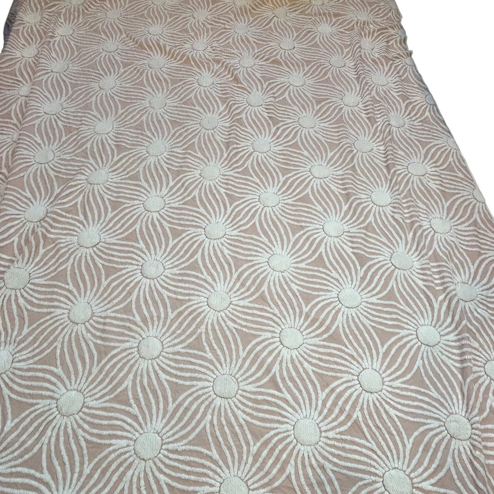 Colcha de chenilla floral margarita rosa melocotón vintage años 40 86" X 100" Foto 3 de 4