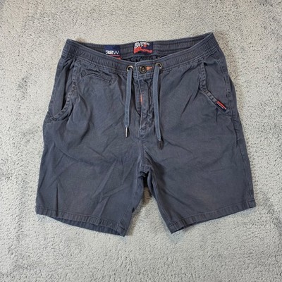 Superdry Sun Scorched Chino Shorts Mens 32W Navy Blue Elastic Drawstring 8'' Ins