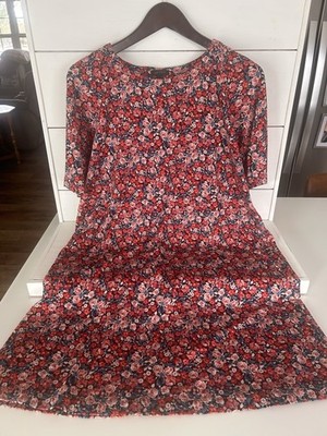 J. Jill Floral Shift Dress Bow Tie S Red Pink Blue pretty spring wedding guest | eBay J. Jill Floral Shift Dress Bow Tie S Red Pink Blue pretty spring wedding guest | eBay