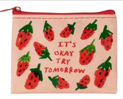 BlueQ Coin Purse It s Okay Try Tomorrow recycled pouch for bills pins Blue Q HMK