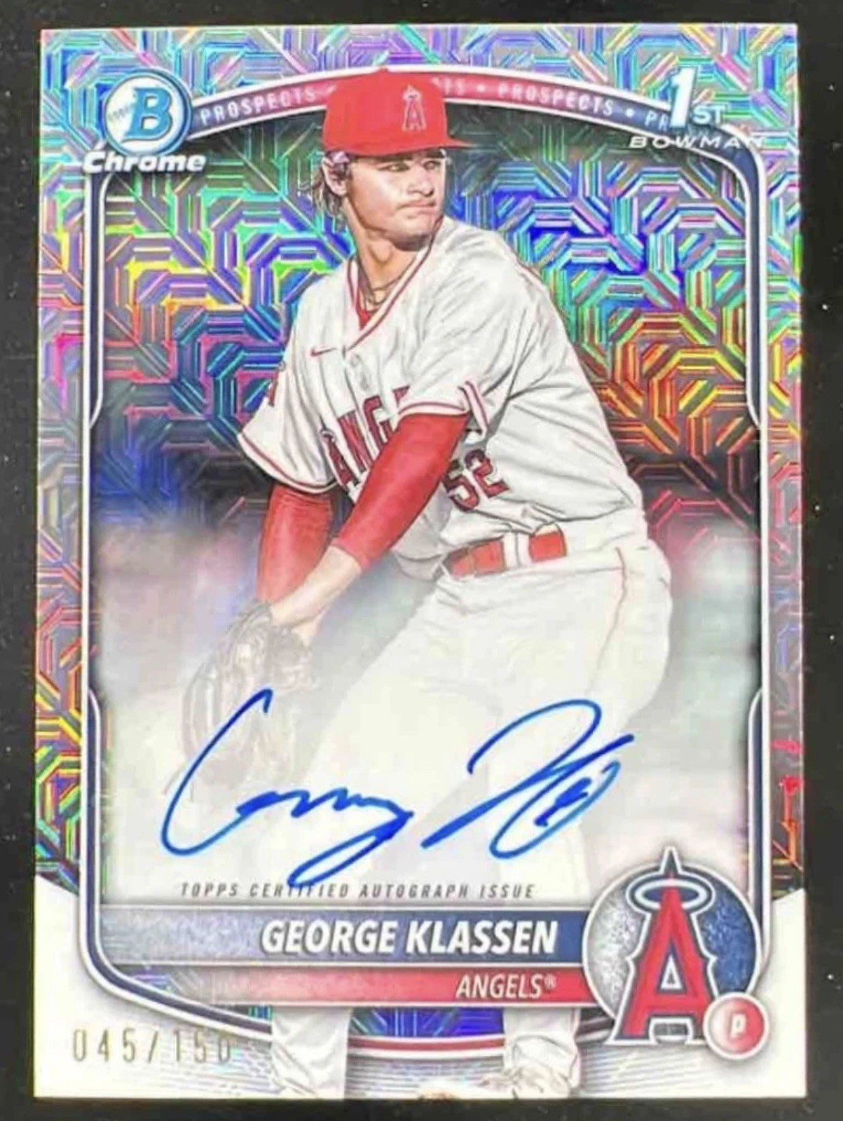 2025 Bowman 1st George Klassen Chrome HTA Choice Refractor Angels RC Auto /150
