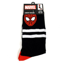 Marvel Spiderman Mens Size 9-13 Black Red Novelty Graphic Crew Socks 1Pk