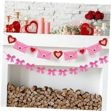 Valentines Day Decoration 8.2 ft Heart Felt Envelope Felt Bow Garland