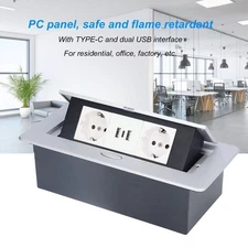 Dual USB Floor Electrical Outlet Pop Up Embedded Mount Power Socket EU Standard