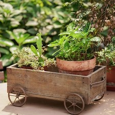 Supporto per piante, carrello per fiori, giardino, rustico, ruota di carro