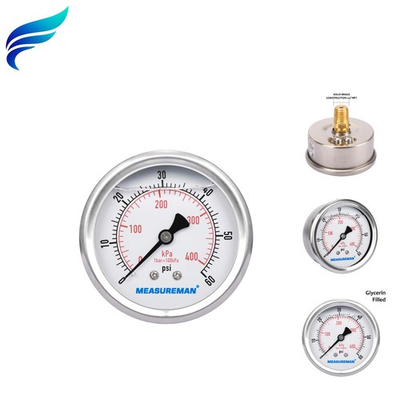 #ad Reliable 0 60 psi Pressure Gauge 2 1 2quot; Liquid Filled with Brass Wetted Parts $23.99