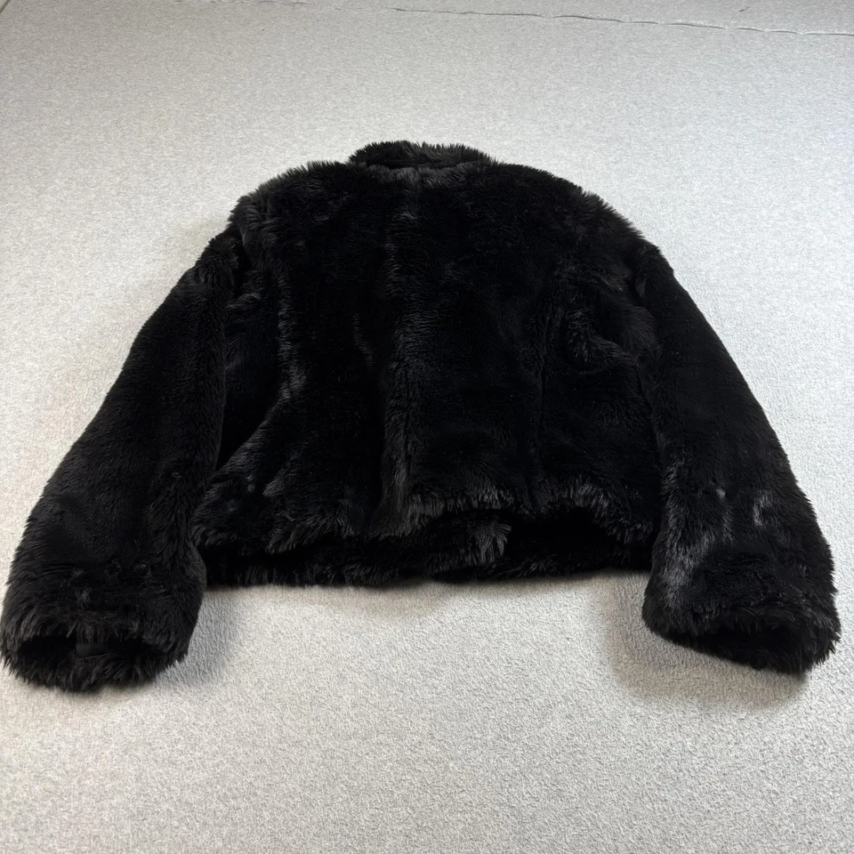 Chaqueta Ann Taylor LOFT Mujer 16 Negra Imitación Piel Recortada Boho Fiesta Gótica Y2K Foto 2 de 4