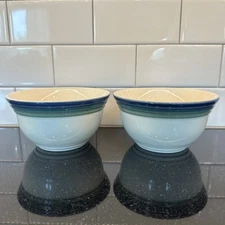 2 - Pfaltzgraff Ocean Breeze Soup Cereal Bowl Blue Teal Green Rimless Coupe EUC