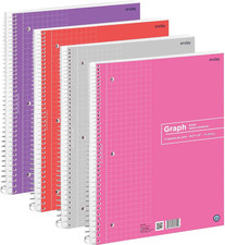 Graph Paper Notebook 4 Pack Grid Notebook, Graph Paper Spiral Notebook, Graph
