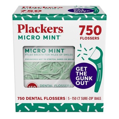 Plackers Micro Mint Dental Flossers, Fold-Out 150 Count (Pack of 5) 