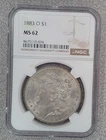 1883-O Morgan Silver Dollar NGC MS62 (074)