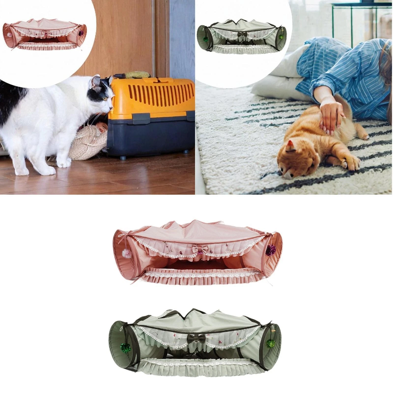 2 in 1 Cat Tunnel Bed Interactive Toy Cats Tunnel Tubes Toys