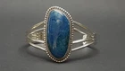 Authentic Native American Running Bear Sterling Silver Turquoise Cuff Bracelet