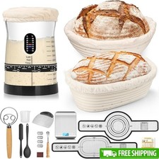Sourdough Starter Kit W/ Proofing Baskets Glass Jar Food Scale Baking Tools New
