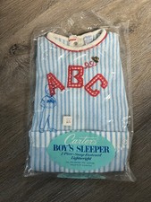 NOS Vtg Carter's 2 Piece Set Snap On Footed Pajamas Retro Blue Plaid Boys 2T