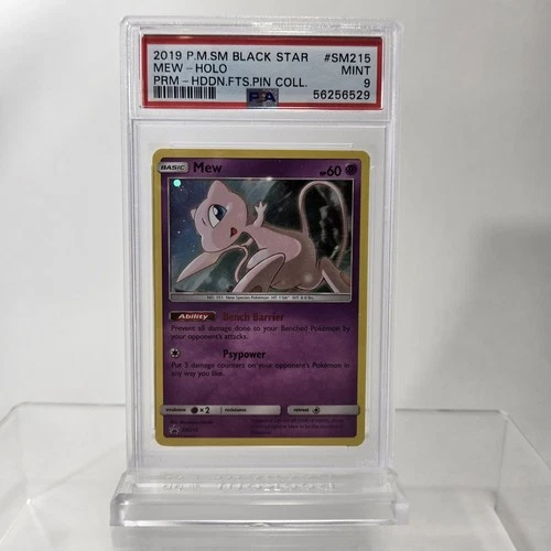 PSA 9 POKEMON SUN & MOON 2019 HIDDEN FATES MEW HOLO BLACK STAR PROMO  #SM215
