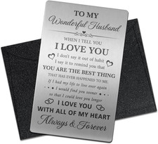 To My Wonderful Husband Metal Wallet Card, Funny Engraved Stainless Steel Valent