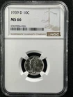 1939-D 10C  Mercury Dime NGC MS66  6967856-026