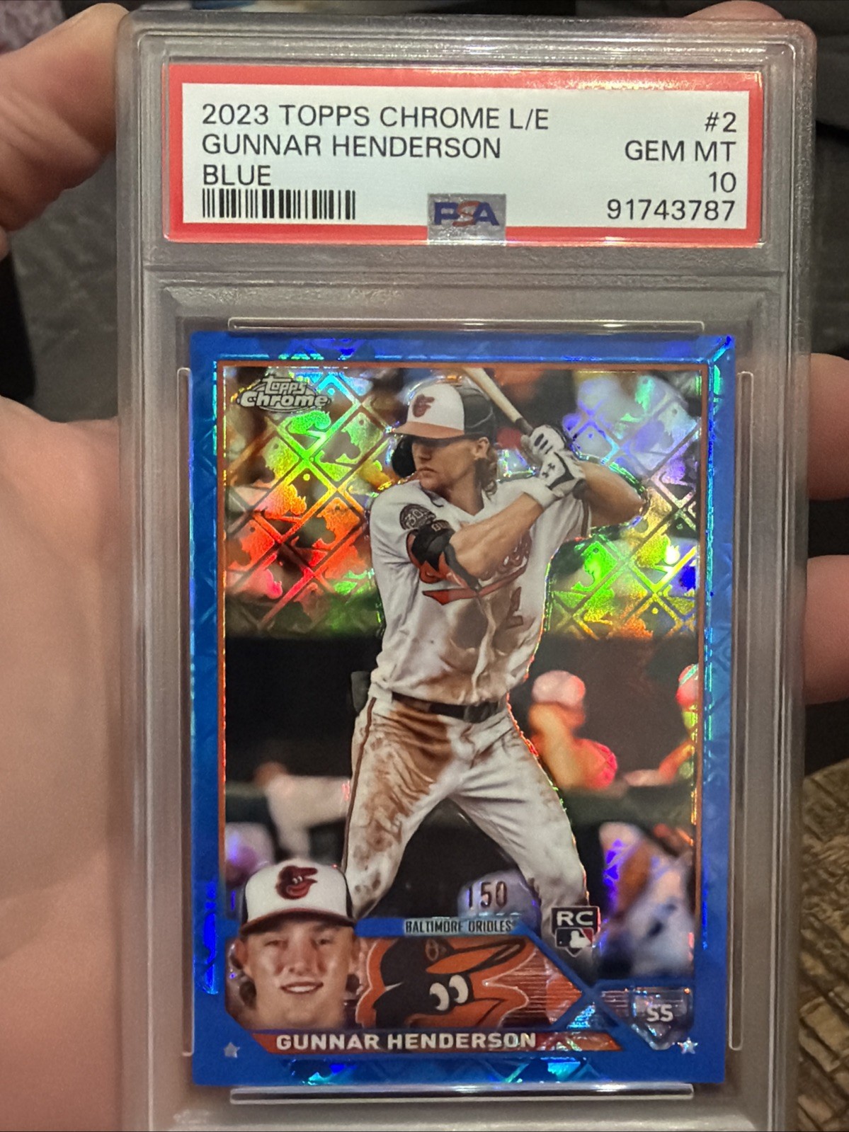 2023 Topps Chrome Gunnar Henderson Blue Logofractor /150 RC Rookie PSA 10 🔥🔥