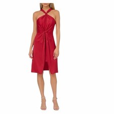 Adrianna Papell Crimson Twisted Front Halter Neck Cocktail Dress size 14 NWT