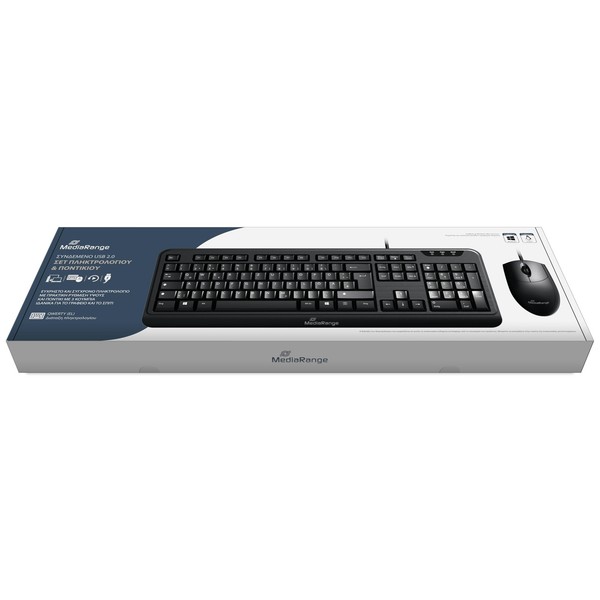 Mediarange Wired Keyboard And Optical 3-Button Mouse Set, Qwerty (Gr), Black-image