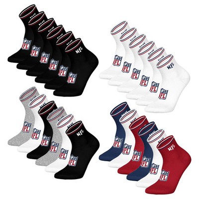 NFL Unisex Quarter-Socken, 6er Pack - NFL Shield Quarter Socks, Logo, Streife...