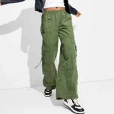 NWT Wild Fable Green Mid Rise Wide Leg Cargo Pants Size XS