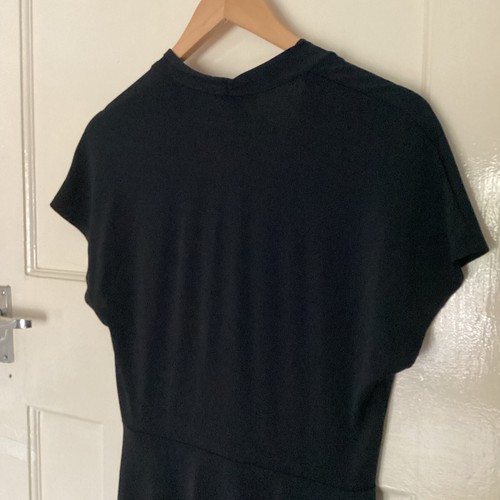 H&M Black Wrapover Cap Sleeve Dress Size M - Picture 7 of 9