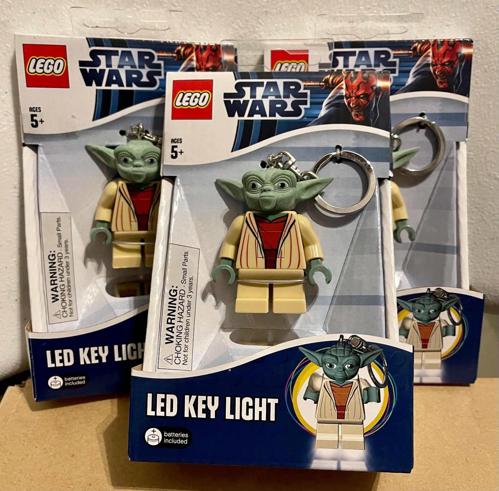 Set of THREE (3) LEGO: STAR WARS: YODA minifigure Key Light LED - NISB