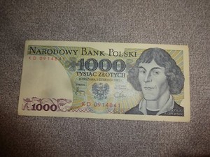 Banknote Poland 1000 ZLOTYCH Kopernik Copernicus 1982