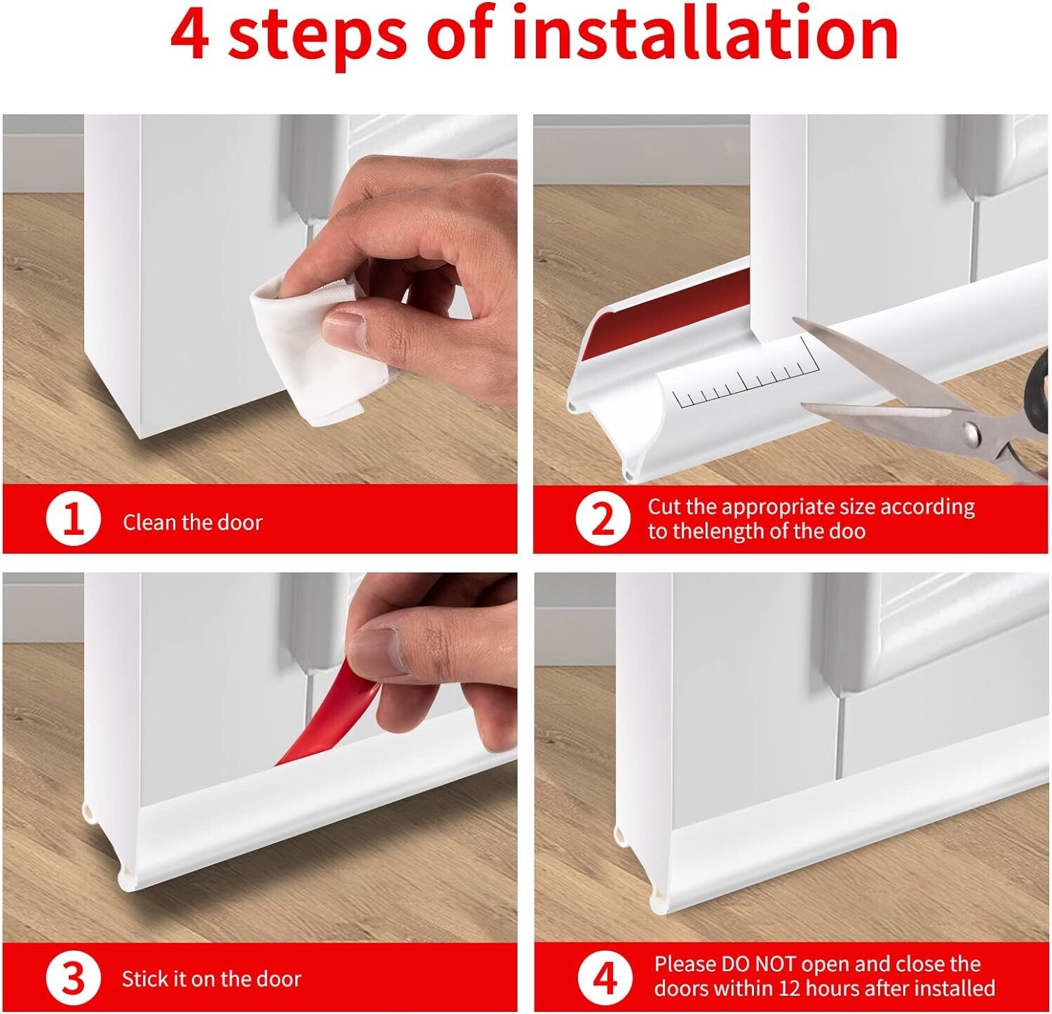 Door Draft Stopper Strong Adhesive Draft Stopper for Bottom of Door  39"L White