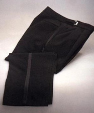 Men's Black Tuxedo Pants 100 Wool Formal Wedding Groom Prom Mason 30-32" Waist