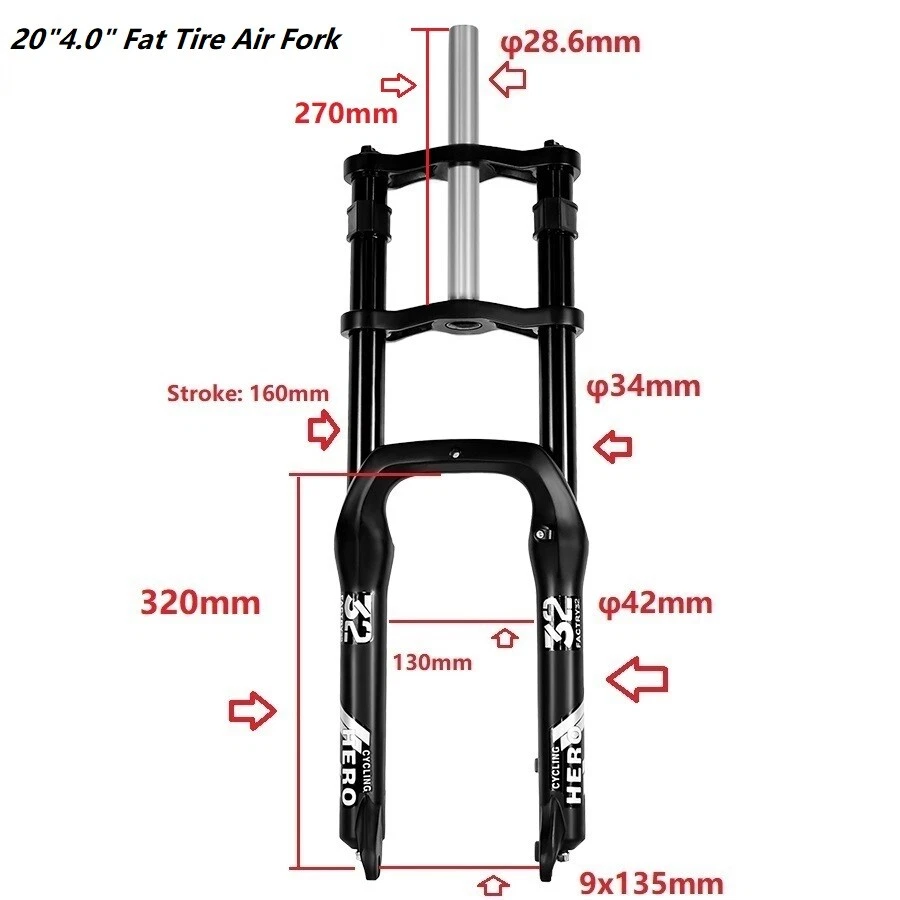 20inch Fat Fork 26" * 4.0" Tire Double Shoulder Bicycle Spring Fork E-Bike/Beach - Image 4 of 4